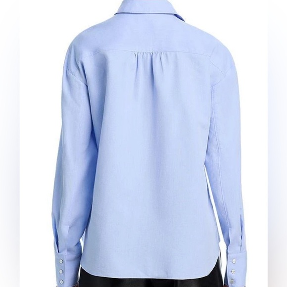 NEW Cinq a Sept Kadi blue ruffle shirt blouse with rhinestone buttons - Picture 2 of 6